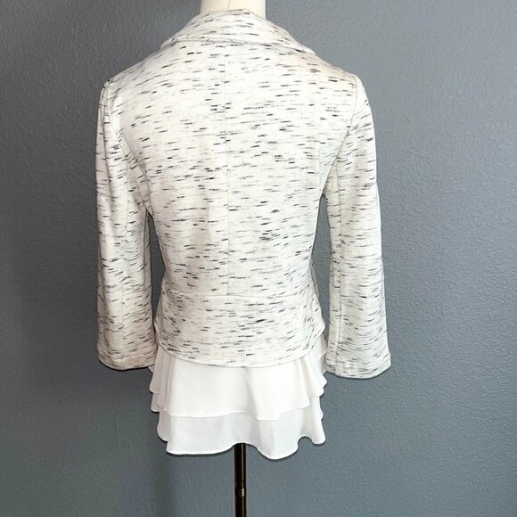 CARTONNIER ANTHROPOLOGIE Knit Blazer Cream Black- chiffon peplum back -NWOT - S - Picture 6 of 12